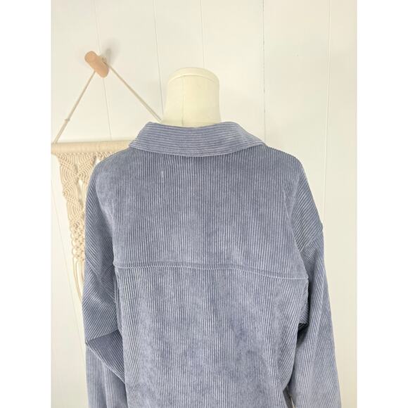 Reserve Fairfax Blue Corduroy Oversized Shacket Womens Medium Button Front - Picture 7 of 9